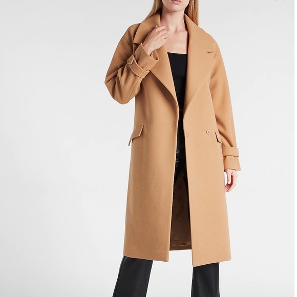 Express Belted Wrap Front Faux Wool Coat size Large winter jacket heavy NWT - Picture 1 of 10